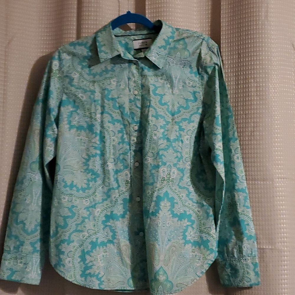 J Crew  woman paisley long sleeve shirt 12
